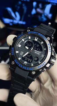 Black Analog-Digital Sports Watch