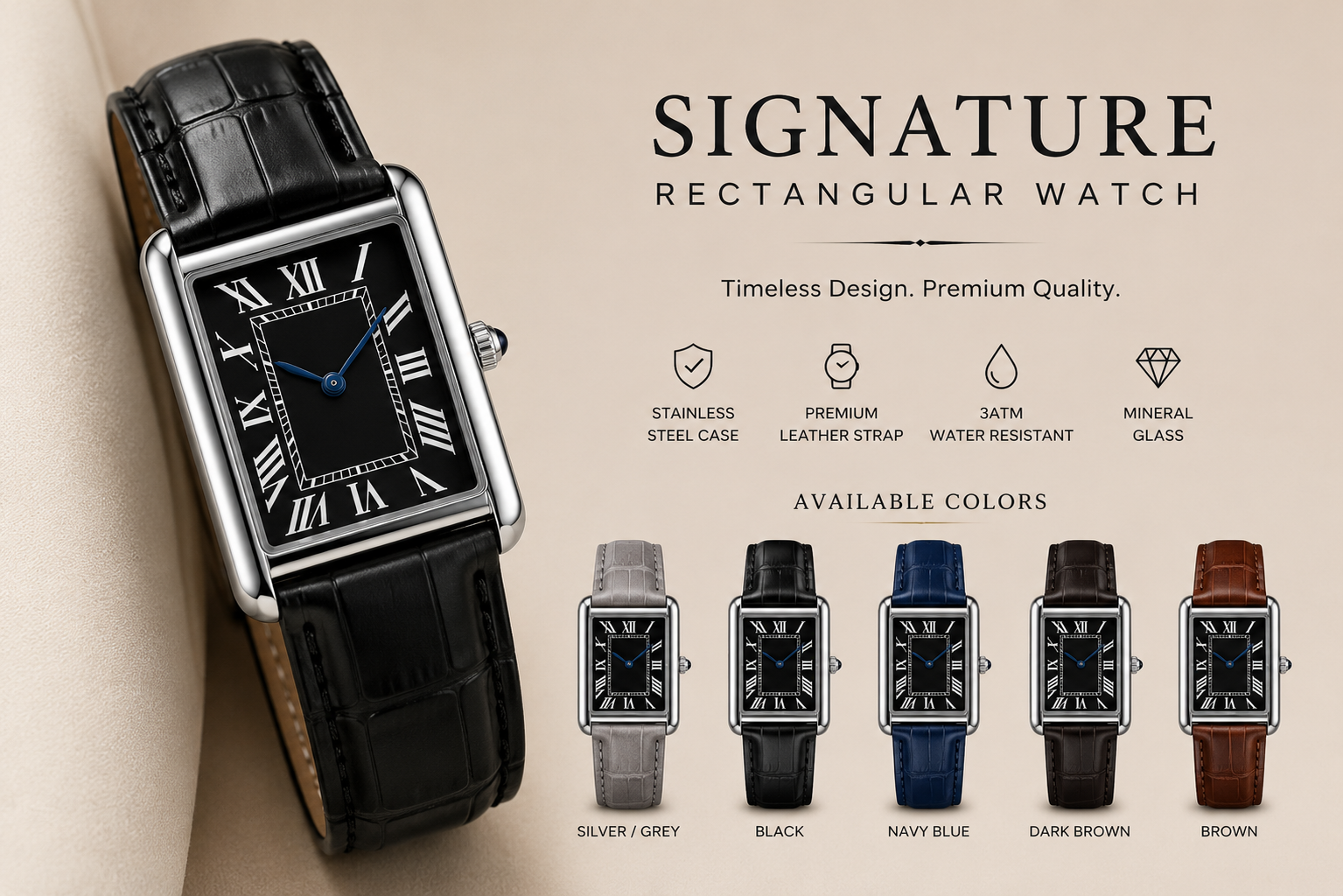 VELTRIX Signature Rectangular Watch